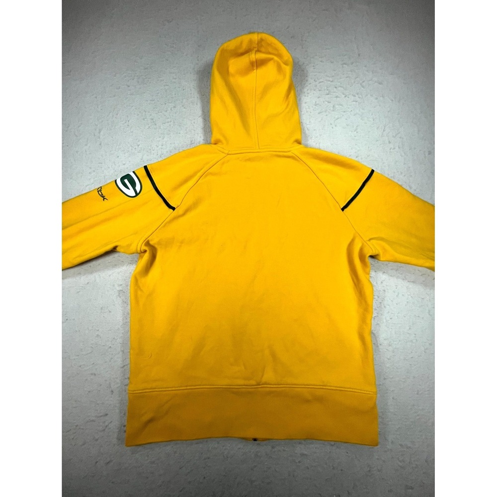 Green Bay Packers Hoodie Mens Small Yellow Reebok Football NFL Full Zip Athletic - Picture 2 of 12